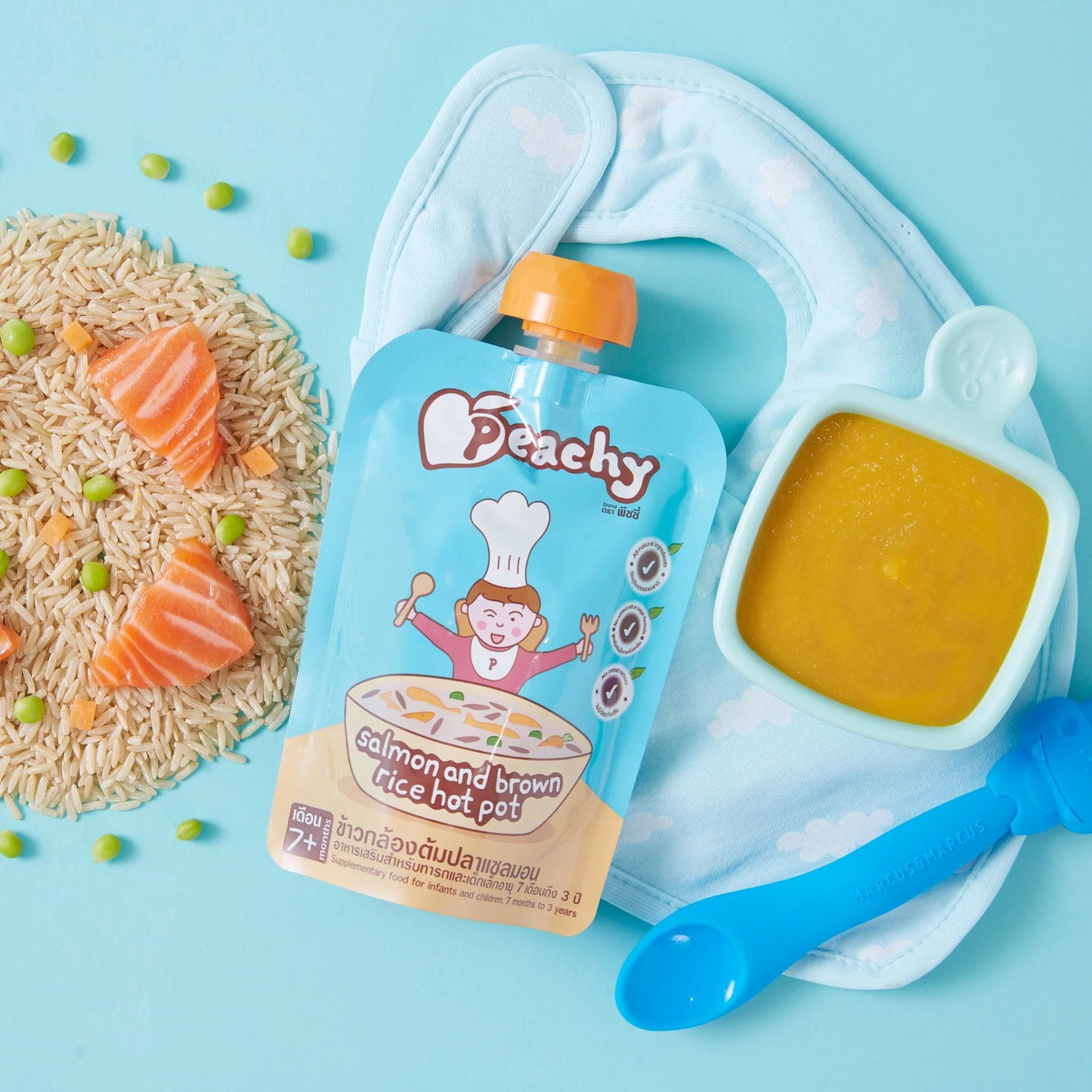 Peachy Salmon and Brown Rice Hot Pot Puree (7m+) 125g