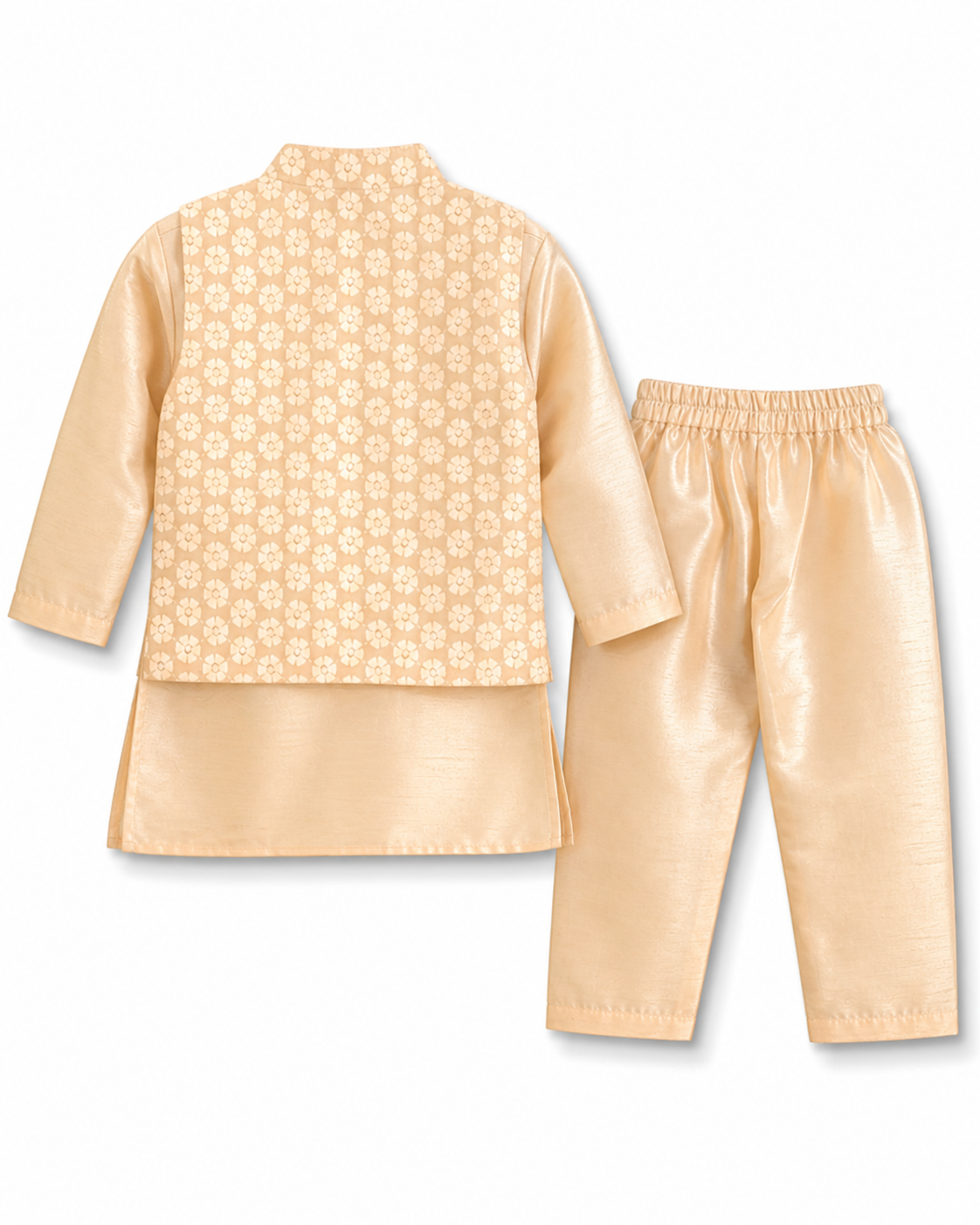 Premium Peach Floral Koti Panjabi Set (24-36M)