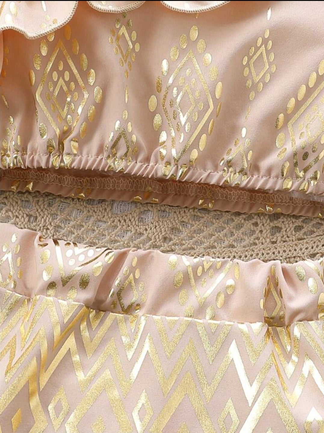Summer Geometric Pattern 2pc Set Dress-Apricot SHBSLG04