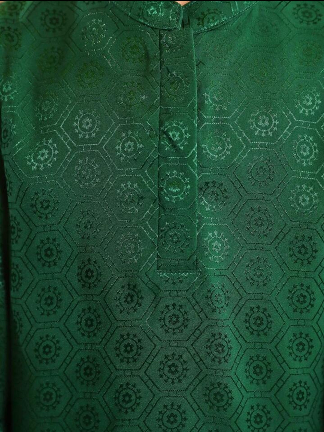 Baby Boy Dress dark green jacquard woven shirt and white pant set SHBPG05