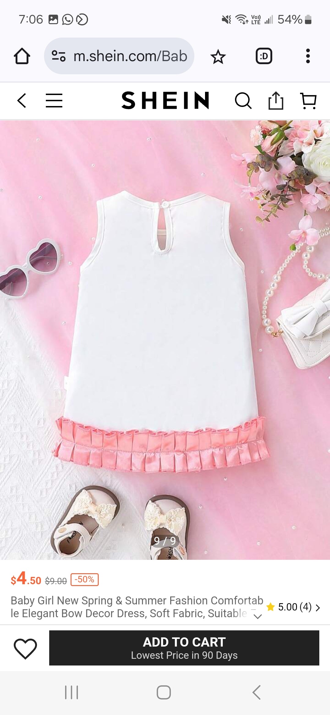 Baby Girl Summer Comfortable Elegant Bow Dress