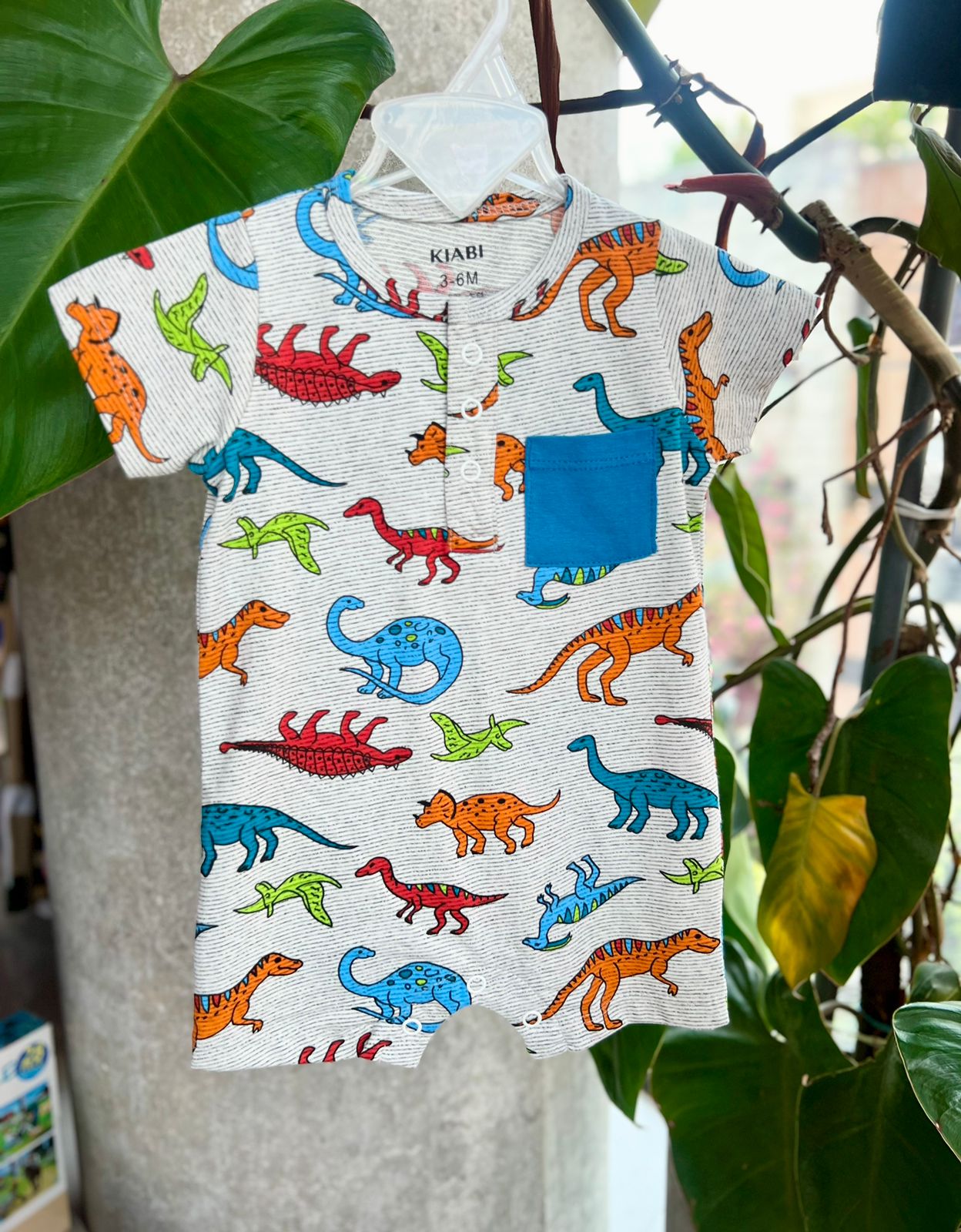 Baby Front Button Half Sleeve Summer Romper - Dragon