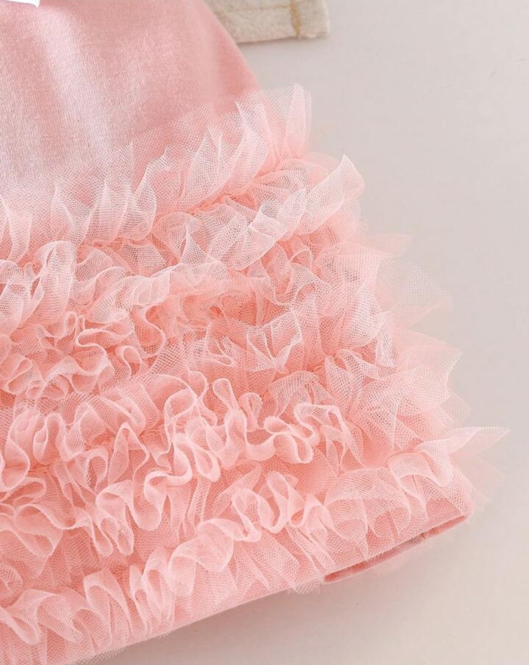 Baby Girl Bowknot Ruffle Hem Ruched Pink Mesh Knit Sleeveless Party Dress
