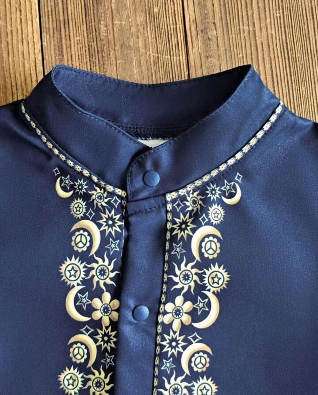 Newborn Baby Boy Navy Blue Collar Romper Panjabi