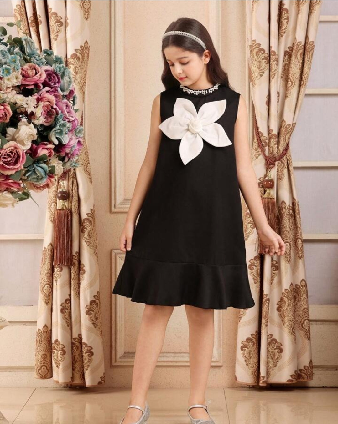 Elegant Party 3D Floral Beaded Decorated Dress