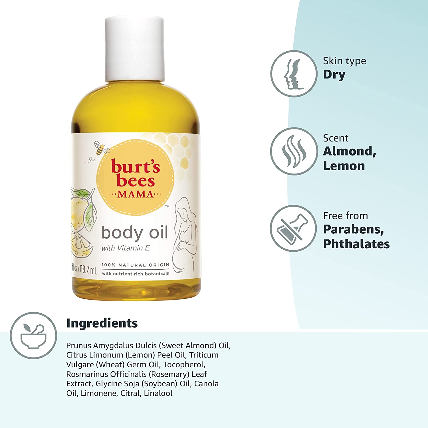 Burt's Bees Mama Body Oil Skin Care with Vitamin E 118.2ml