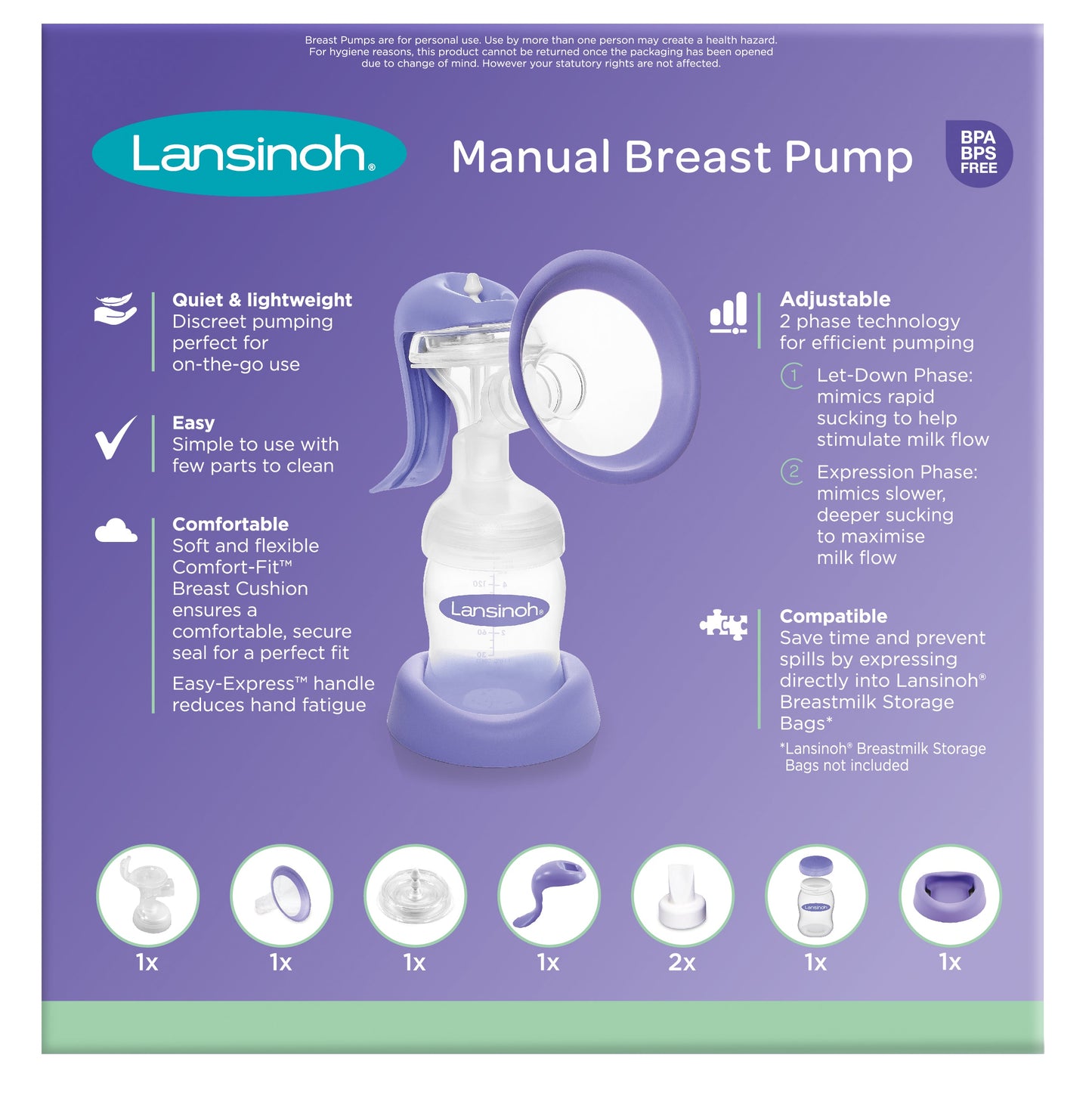 Lansinoh Manual Breast Pump Quiet & Lightweight