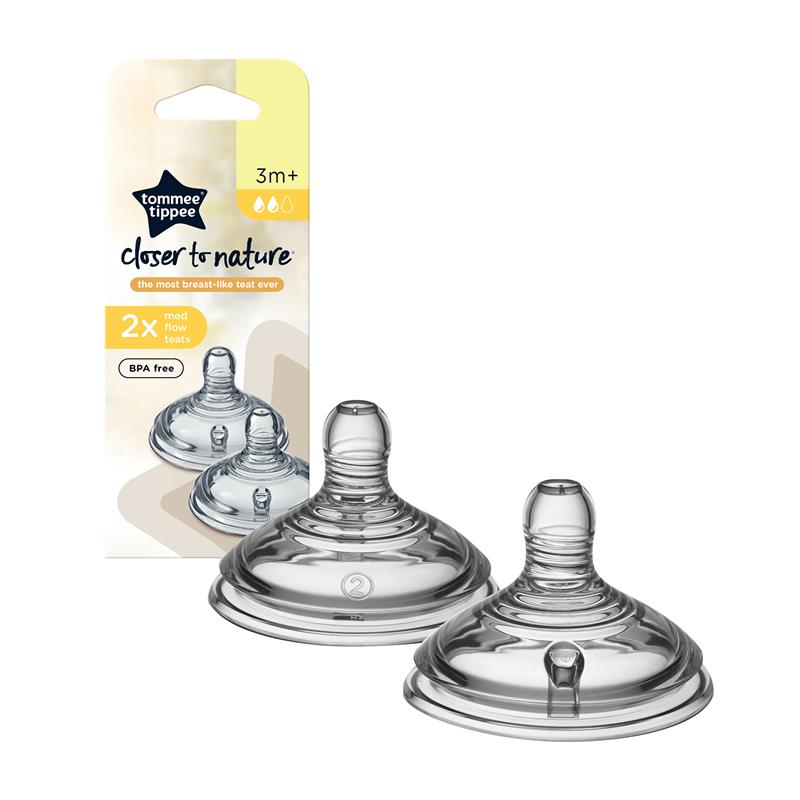 Tommee Tippee Closer to Nature Medium Flow Teats (3m+) 2 Pcs