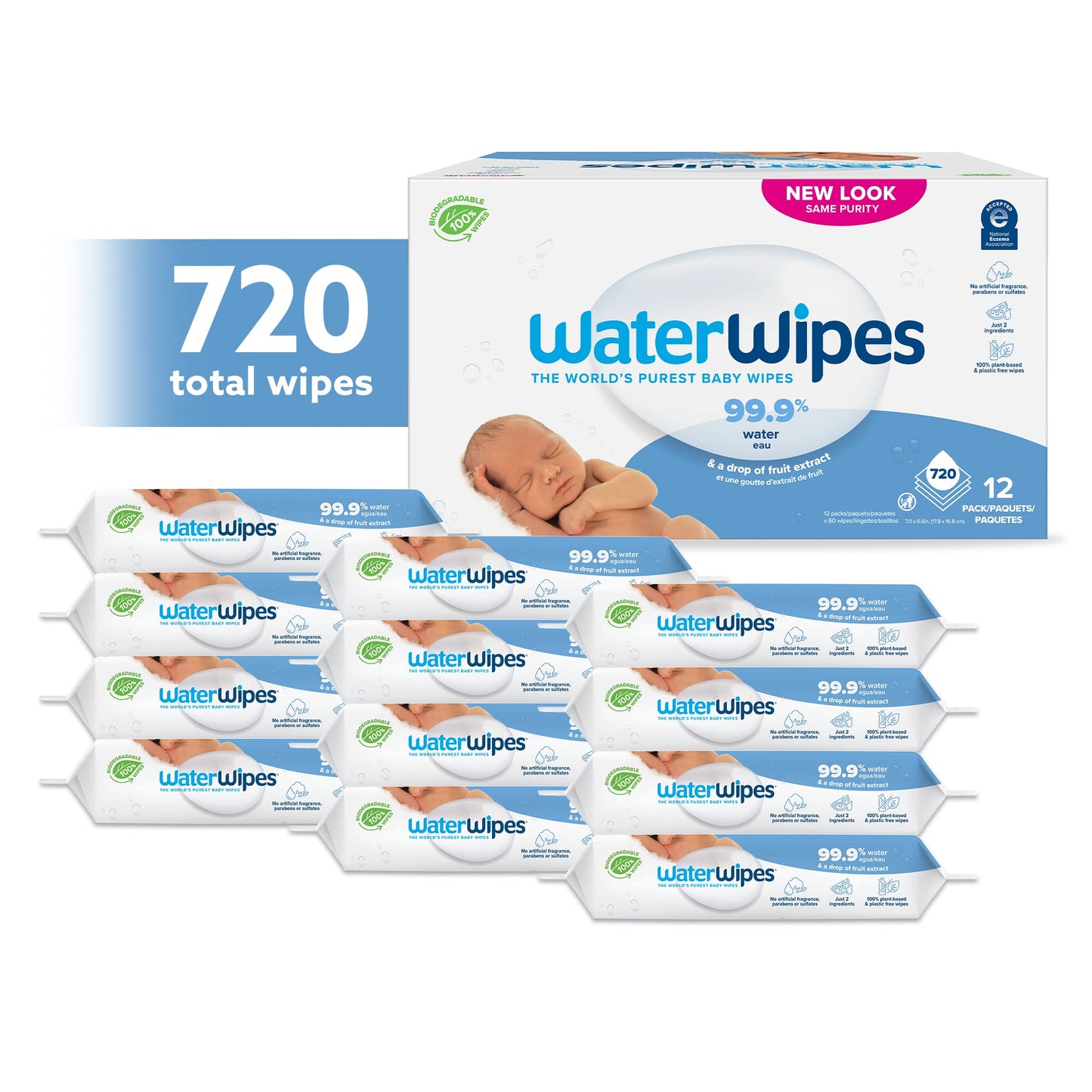 Water Wipes Baby Wipes Fragrance-Free 12 Pack