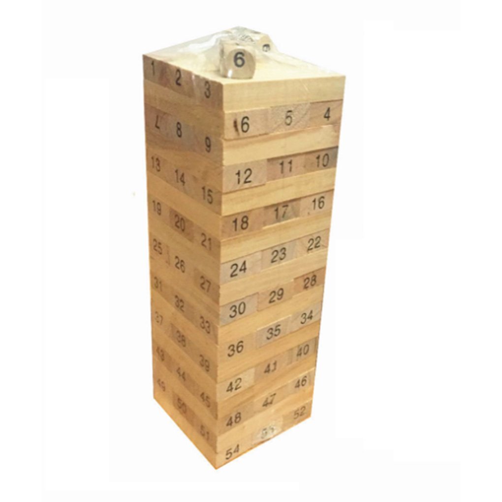 Wooden Column Building Number Blocks Game Children Education Toy - 54pcs