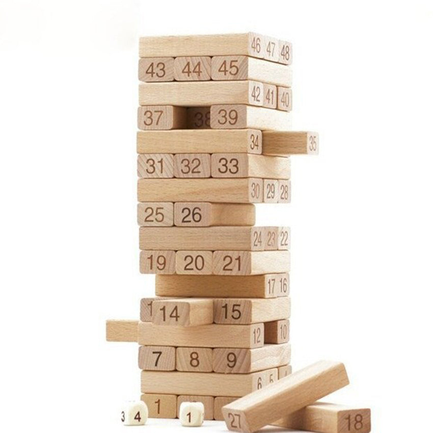 Wooden Column Building Number Blocks Game Children Education Toy - 54pcs