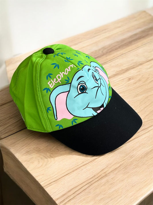 Unisex Elephant Green/Black Front Cap Hat (6m-6y)