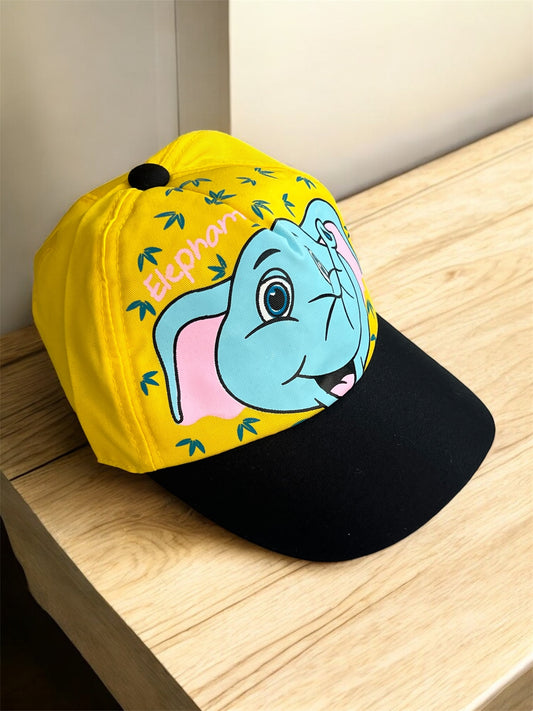 Unisex Elephant Yellow/Black Front Cap Hat (6m-6y)