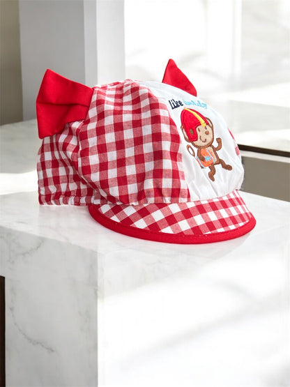 Baby Girl Red Checkered Cap Hat (6m-3y)