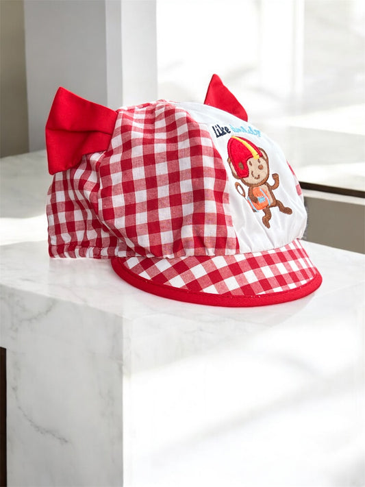Baby Girl Red Checkered Cap Hat (6m-3y)