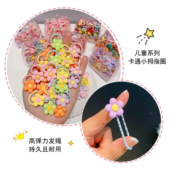 20Pcs Girl's Cute Flower Elastic Hair Bands With Gift Box