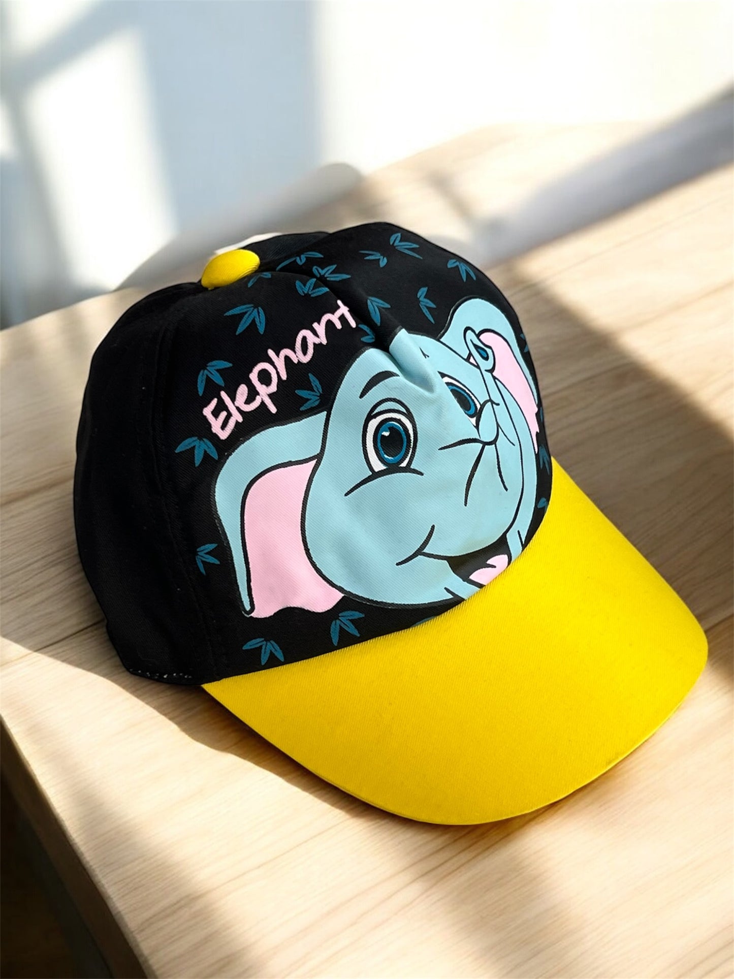 Unisex Elephant Black/Yellow Front Cap Hat (6m-6y)