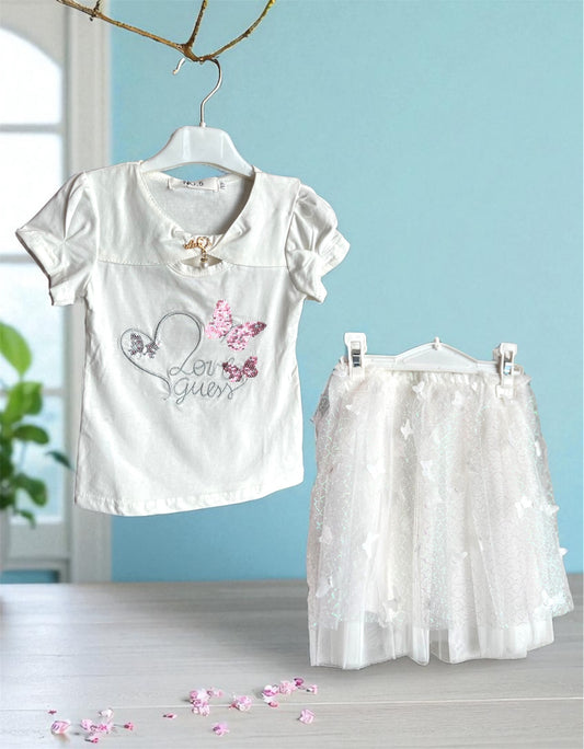 Semi Party Casual Baby Girl Top 3D Skirt Dress White