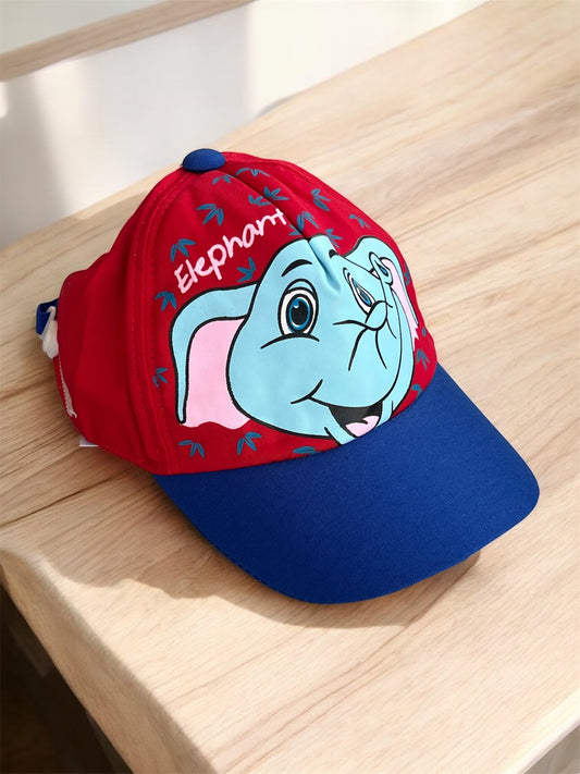 Unisex Elephant Red/Blue Front Cap Hat (6m-6y)
