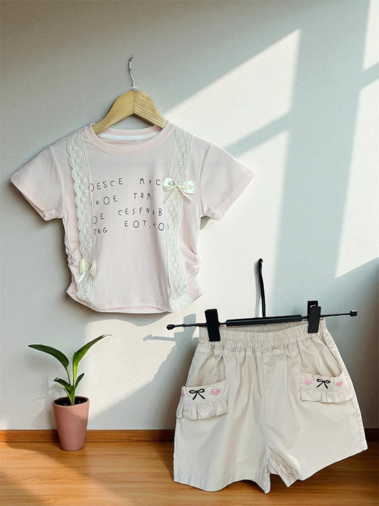 Baby Girl Summer Co Ord Set- Light Pink