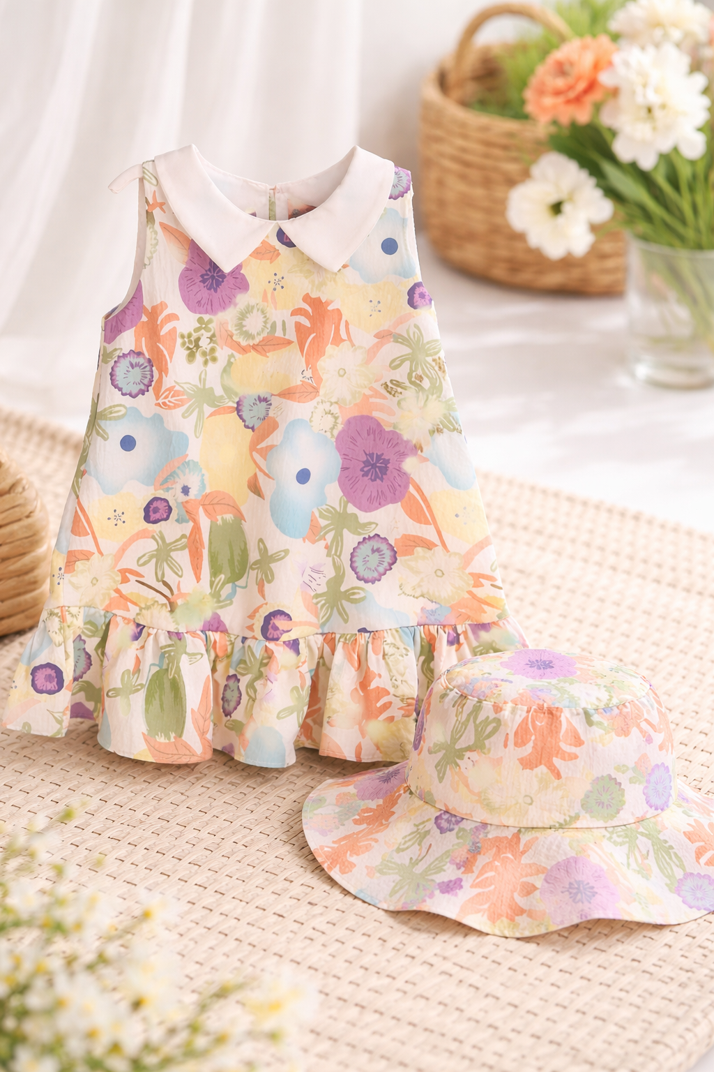 Peter Pan Collar Baby Girl Dress (18m- 3y) (NMRS03)