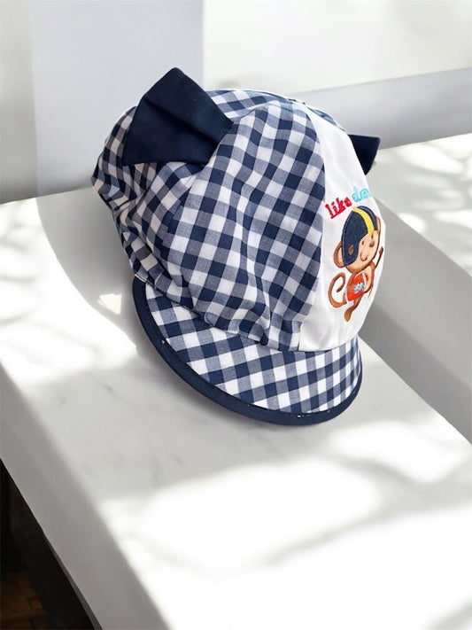 Baby Boy Blue Checkered Cap Hat (6m-3y)