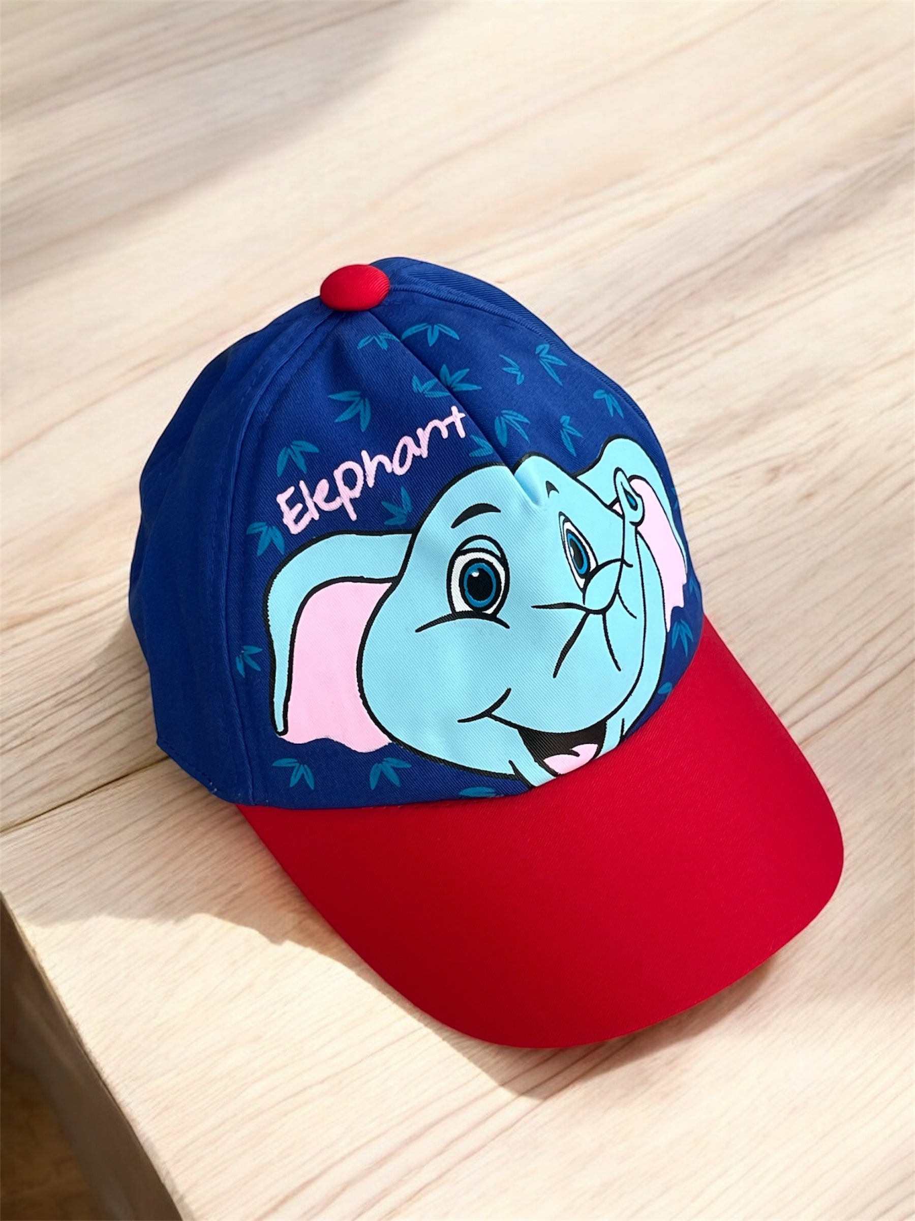 Unisex Elephant Blue/Red Front Cap Hat (6m-6y)