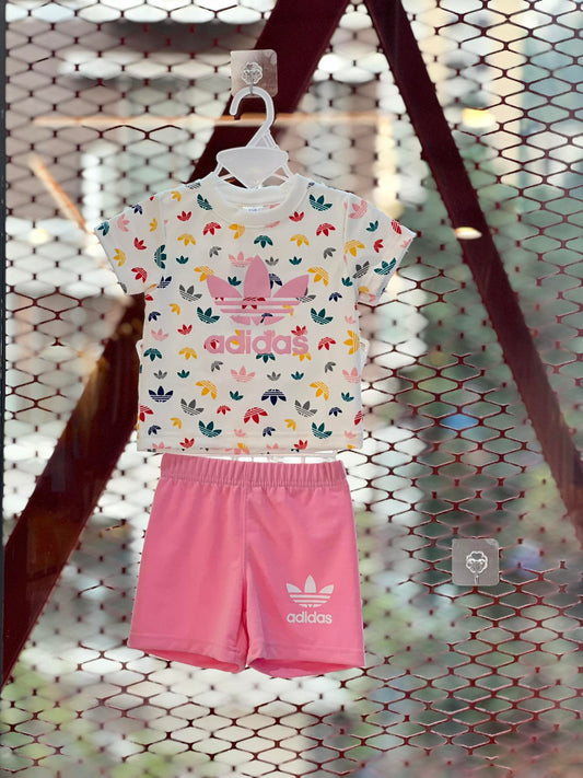 Adidas (Thai) T-Shirt & Pant Set- Pink