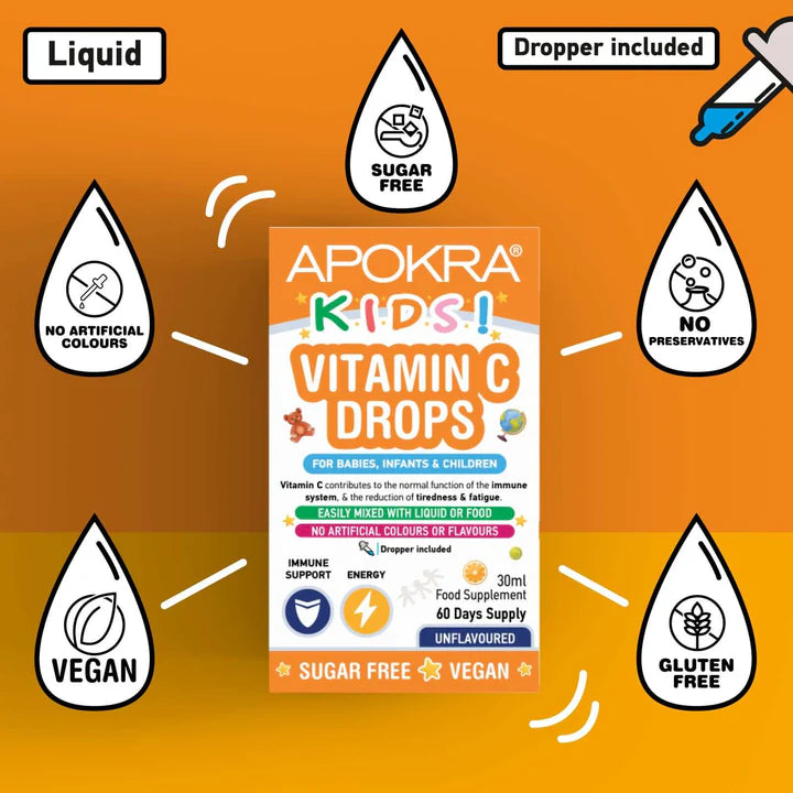 Apokra Kids Vegan Vitamin C Drops 30ml