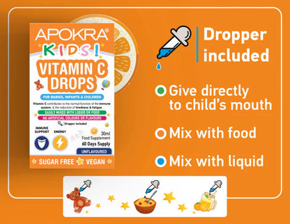 Apokra Kids Vegan Vitamin C Drops 30ml