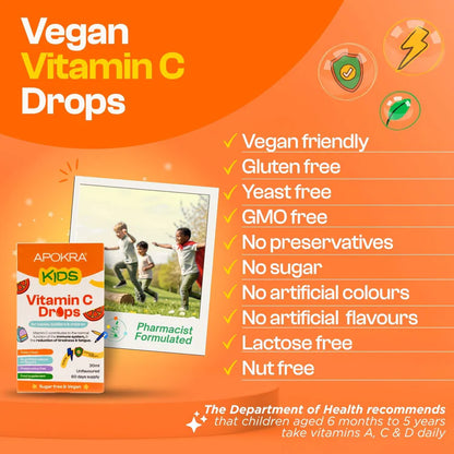Apokra Kids Vegan Vitamin C Drops 30ml