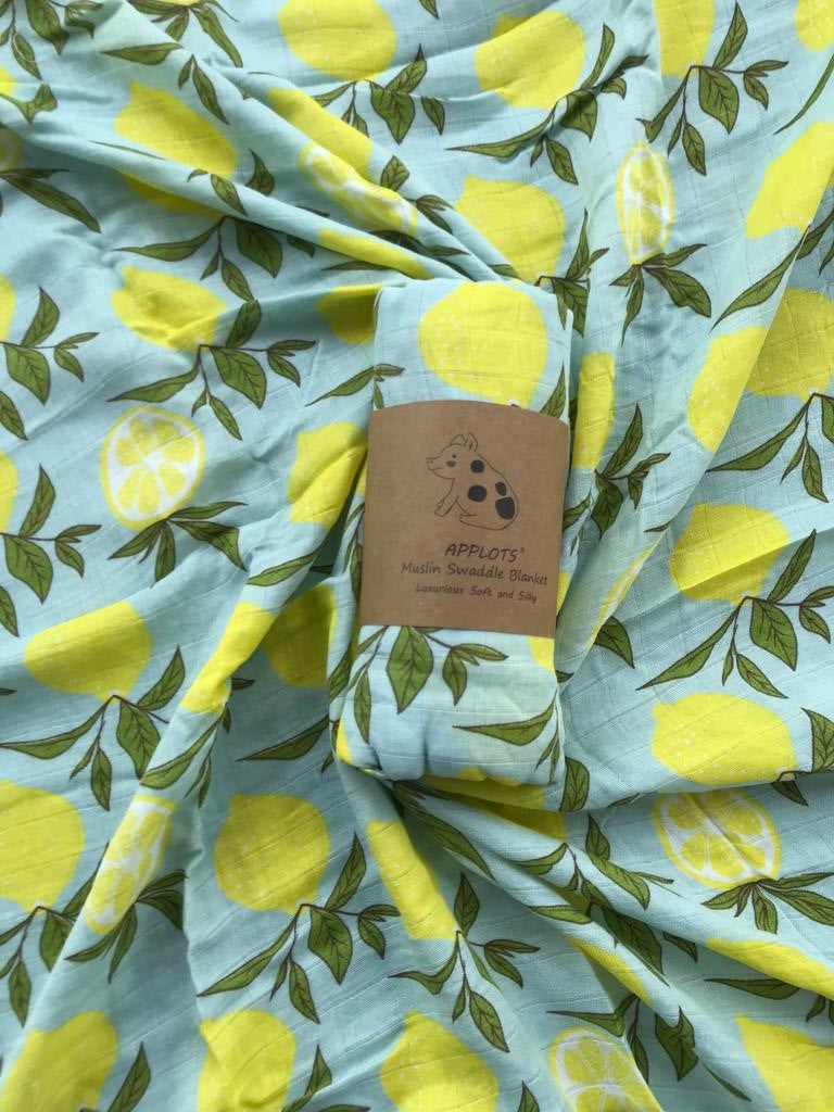 Applots Newborn Muslin Swaddle Blanket Wrap Lemon