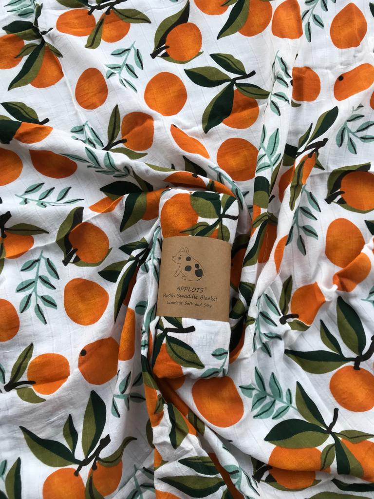 Applots Newborn Muslin Swaddle Blanket Wrap Orange