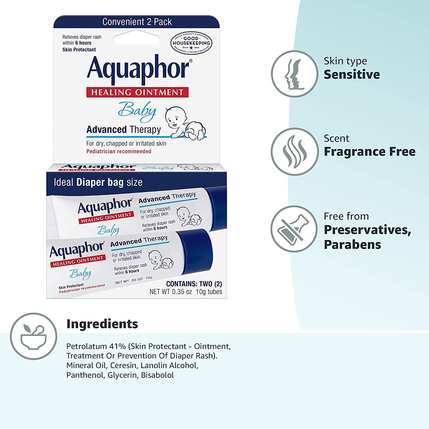 Aquaphor Baby Healing Ointment 2 Tubes 10g (Each)