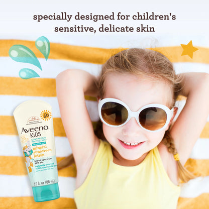 Aveeno Kids Continuous Protection Mineral Sunscreen Lotion SPF50, 88ml