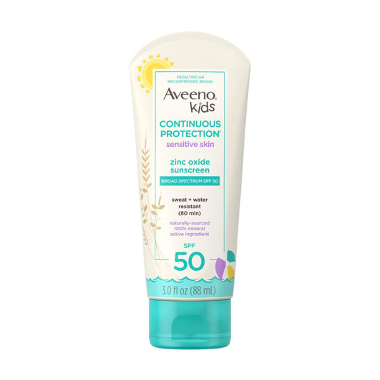 Aveeno Kids Continuous Protection Zinc Oxide Sunscreen Lotion SPF50 88ml