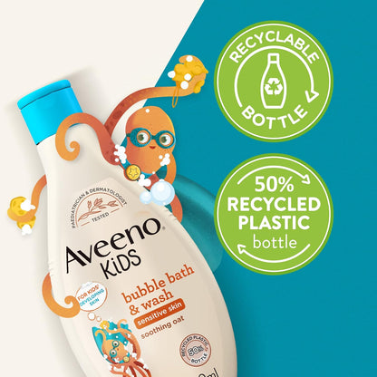 Aveeno Kids Bubble Bath & Wash For Sensitive Skin 250ml