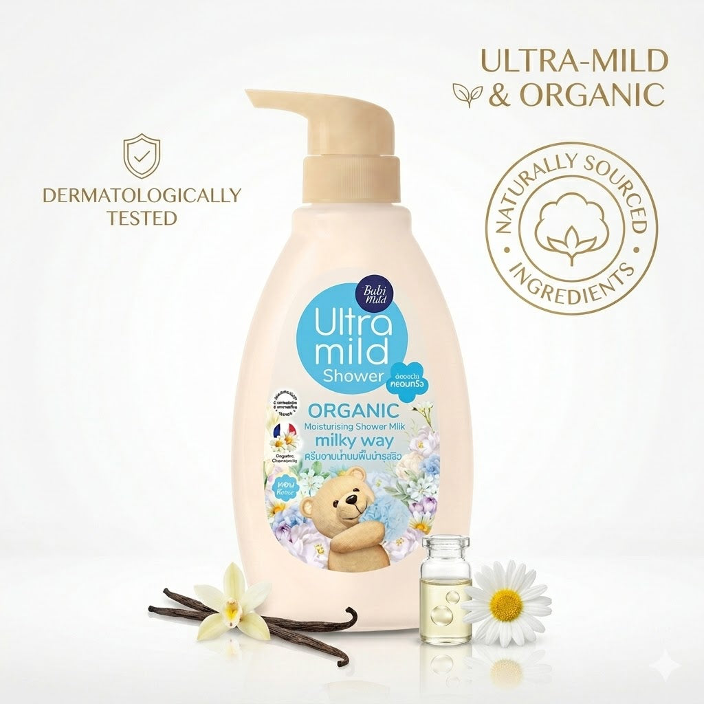 Babi Mild Ultra Mild Organic Moisturizing Shower Milk Milky Way 380ml