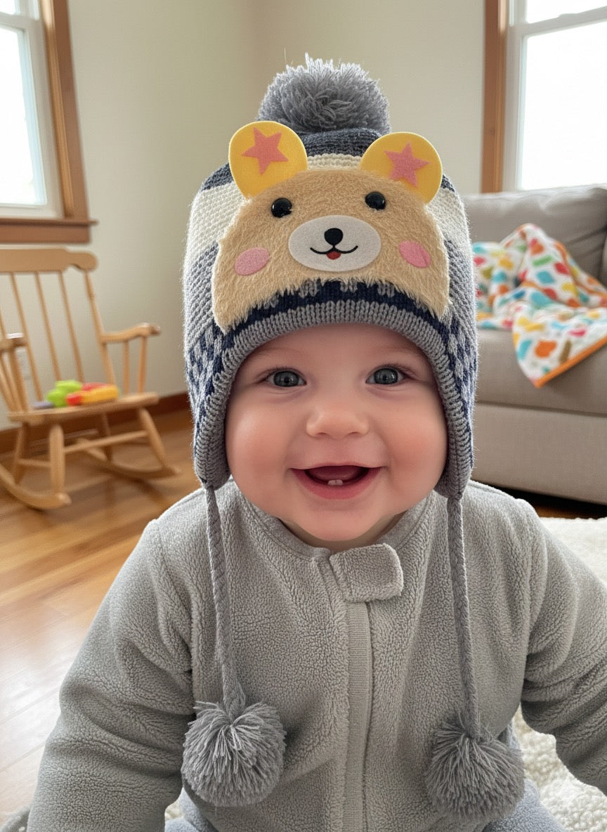Baby Earflap Trapper Hat-Ash (1y-4y) 
