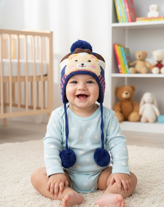 Baby Earflap/Trapper Hat-Blue (1y-4y)