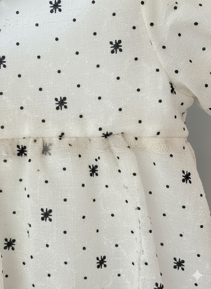 Baby Girl Polka Dot Puff-Sleeve & Gingham Co-ord Set