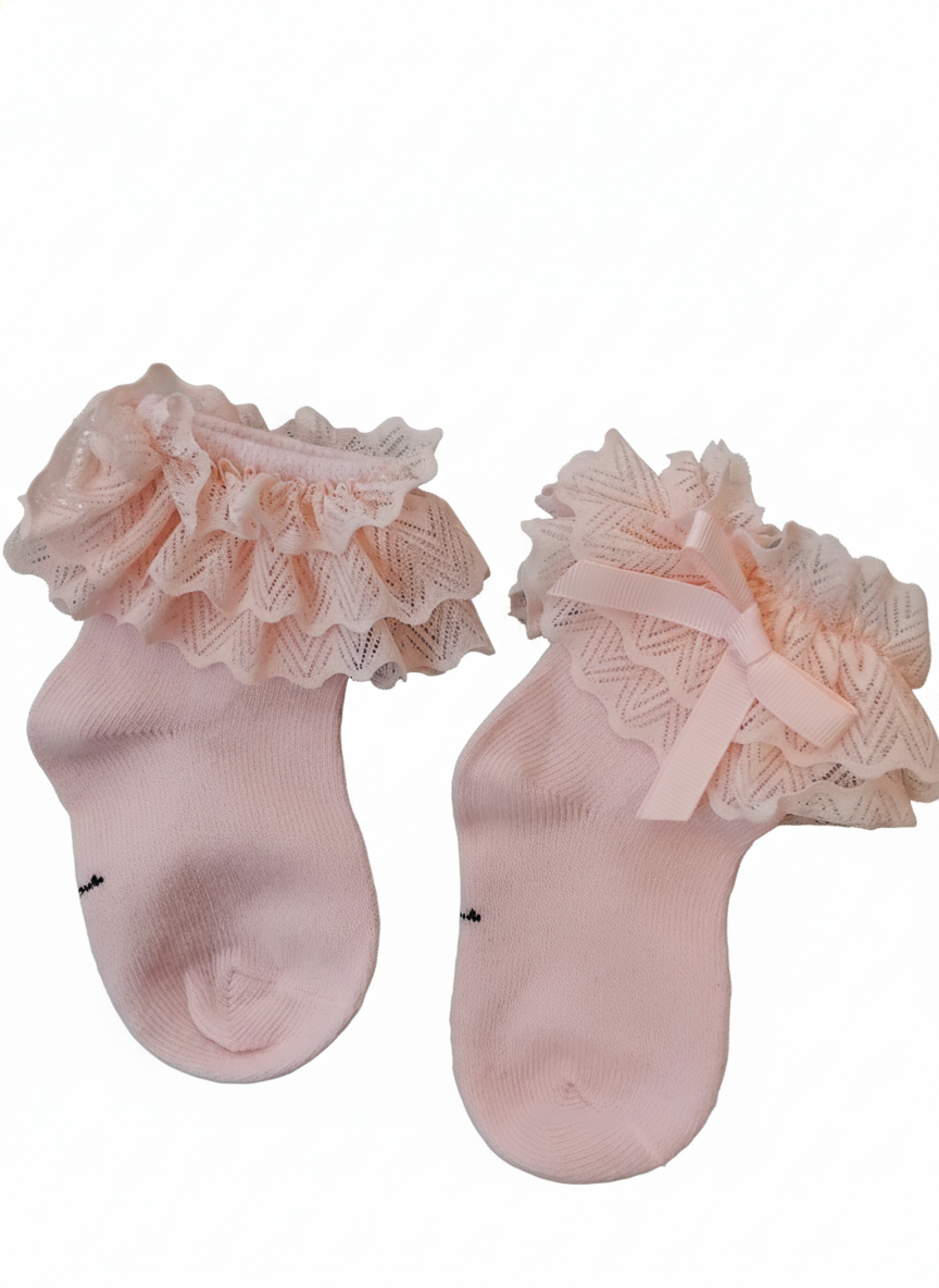 Baby Girl's Ribbon Bow Socks (0-12m)-Pink