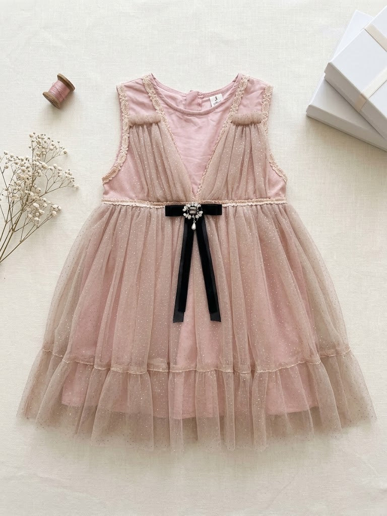 Baby Girl's Semi Party Frock (Thf02)- Dusty Pink (4-5Y)