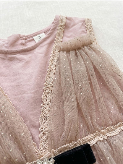 Baby Girl's Semi Party Frock (Thf02)- Dusty Pink (4-5Y)