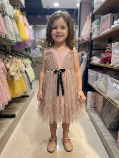 Baby Girl's Semi Party Frock (Thf02)- Dusty Pink (4-5Y)