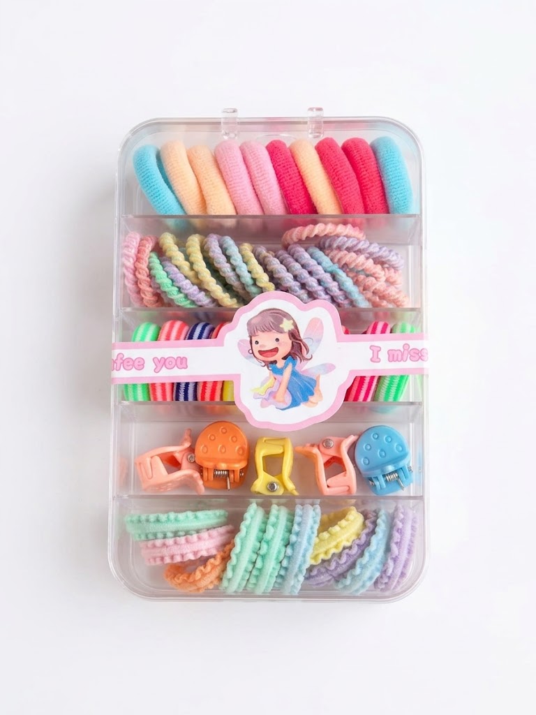 Baby Girls Colorful Hair Rubber Bands & Clips Set