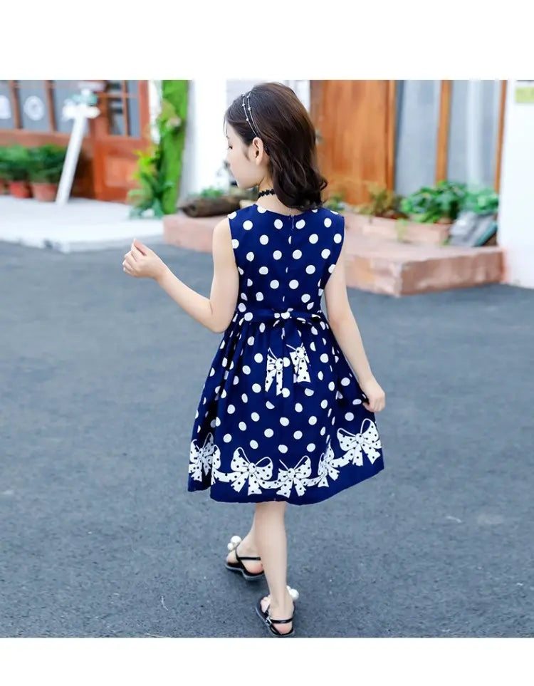 Baby Girls Dresses Korean Style With White Polka Dot Princess Dress