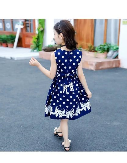 Baby Girls Dresses Korean Style With White Polka Dot Princess Dress