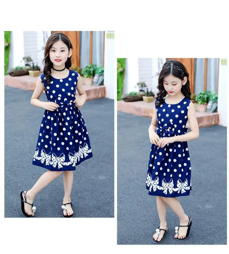 Baby Girls Dresses Korean Style With White Polka Dot Princess Dress