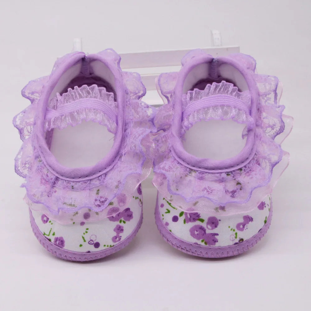 Baby Girls Lace Floral Soft Shoes